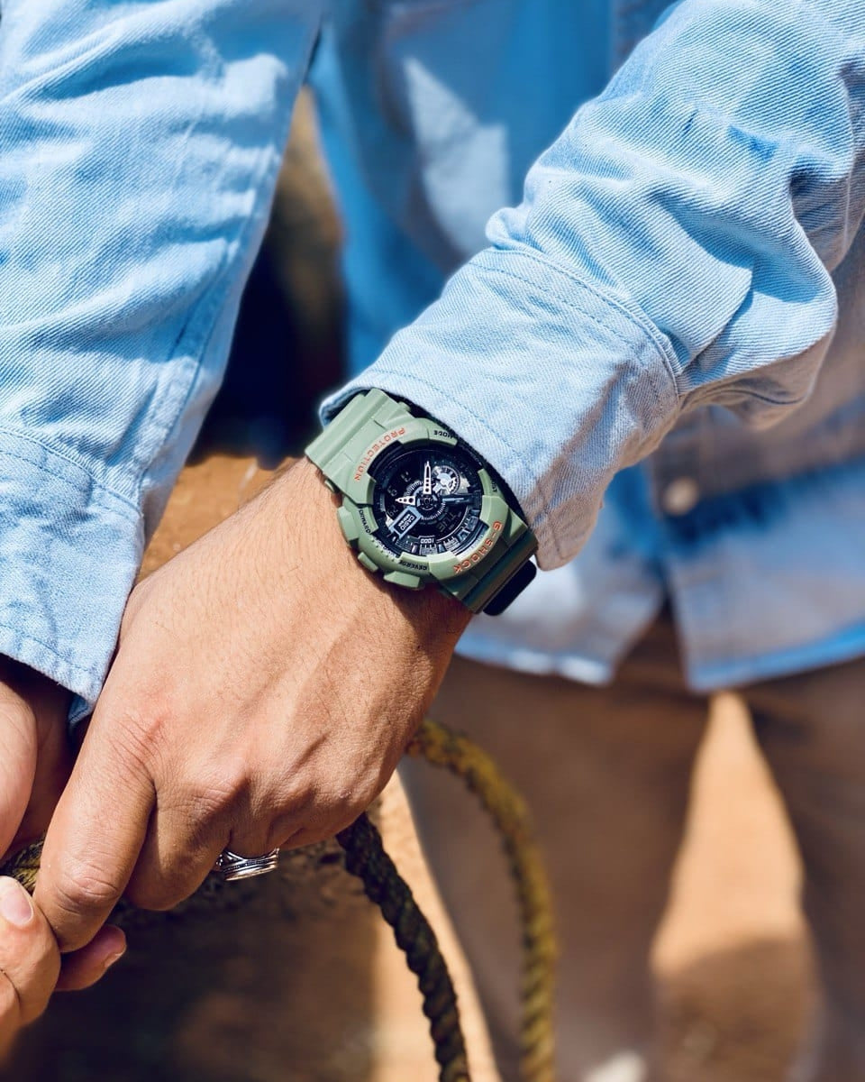 GA-110LN-3AJF – Army Green • 51mm • Analog-Digital