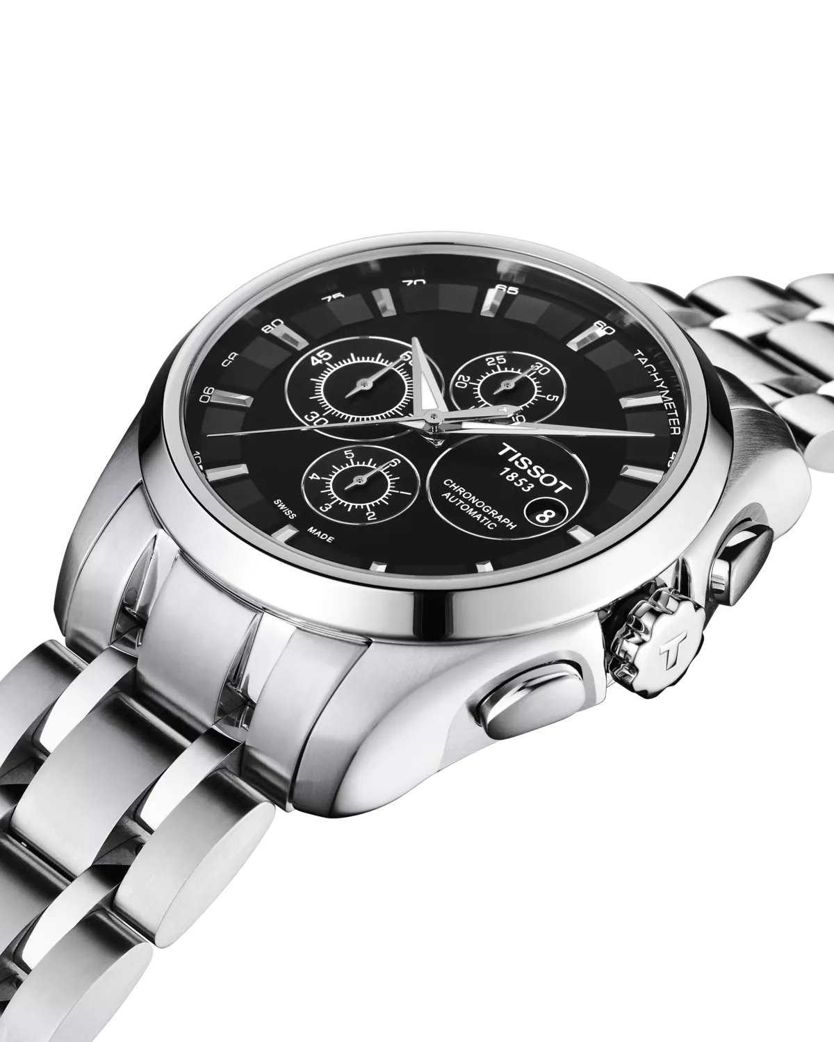 Couturier Chronograph – Black Dial • Silver Chain • 43mm