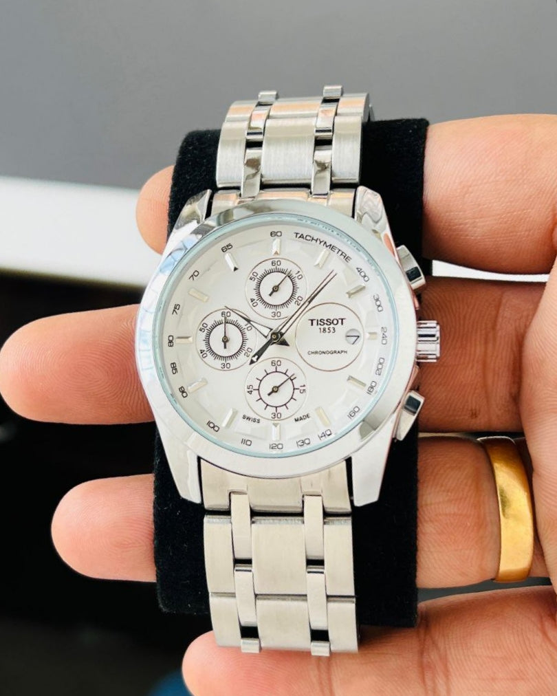 Couturier chronograph | White & silver classic watch