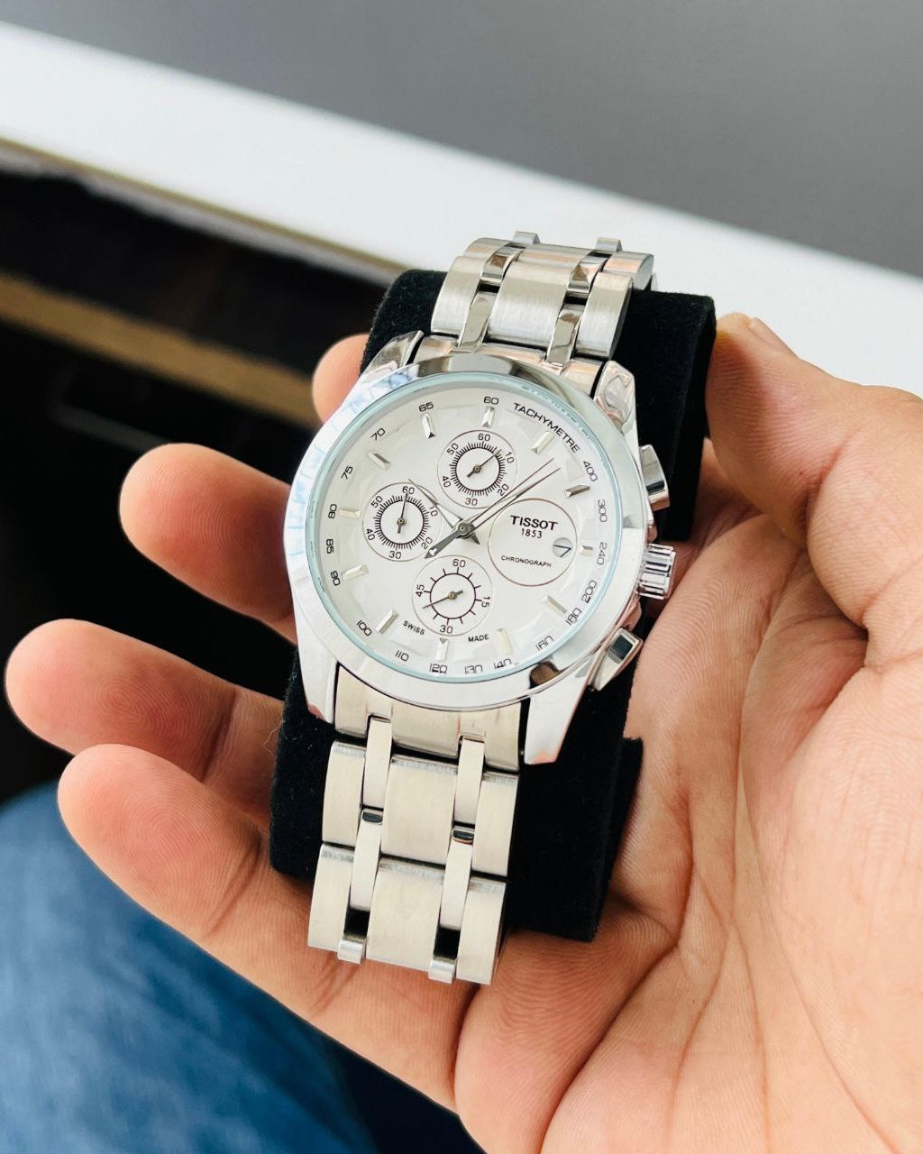 Couturier chronograph | White & silver classic watch
