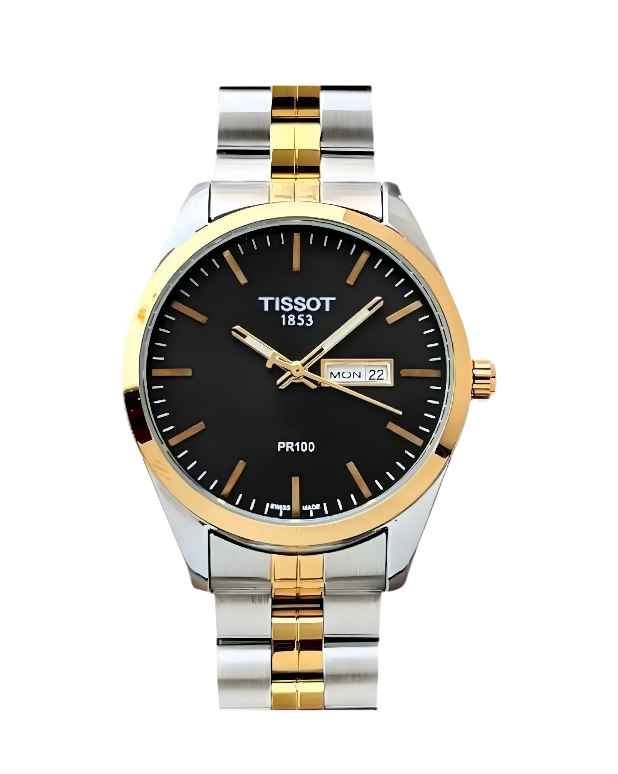 PR100 – Black Dial • 41mm • Silver & Gold Chain