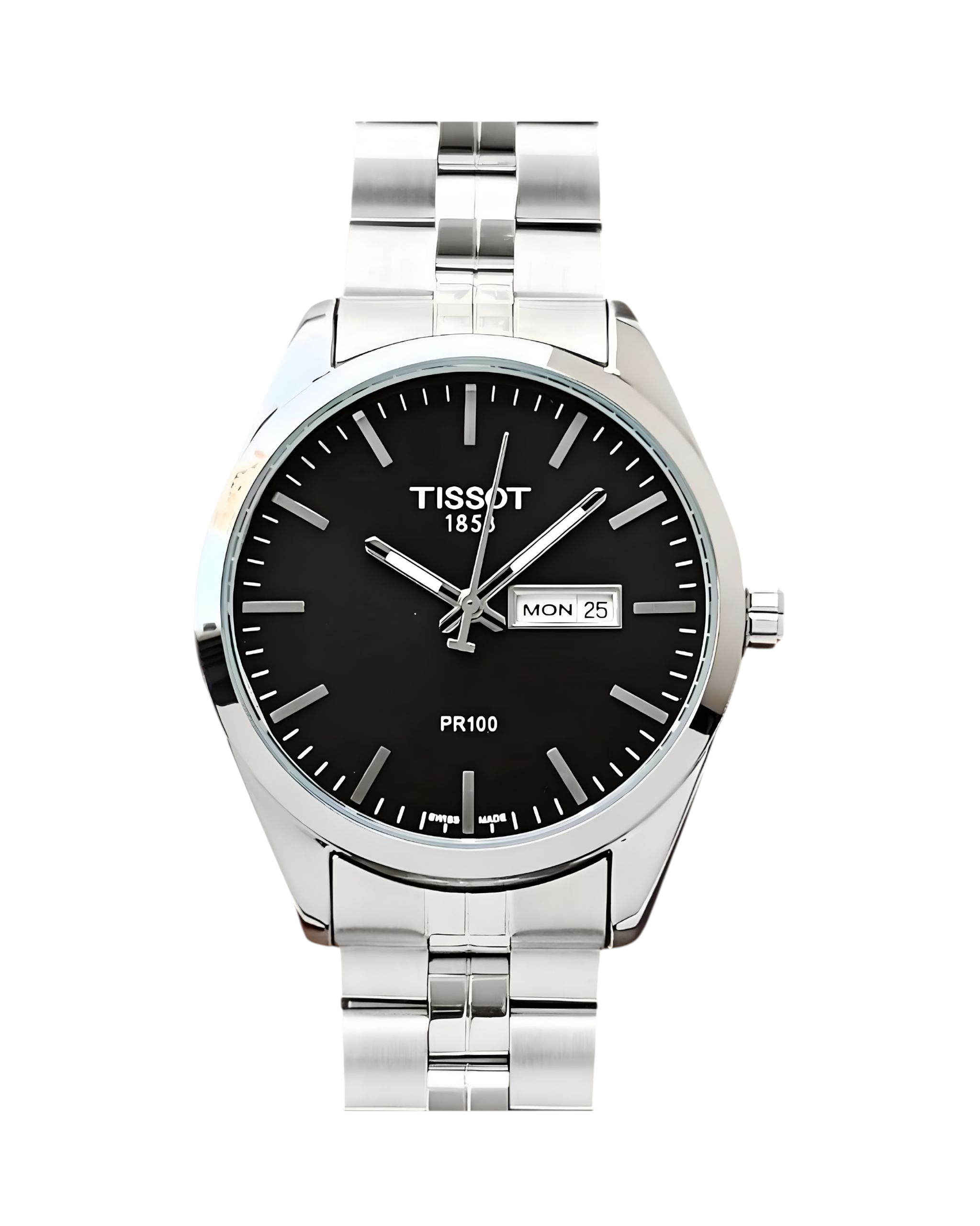 PR100 – Black Dial • 41mm • Silver Chain