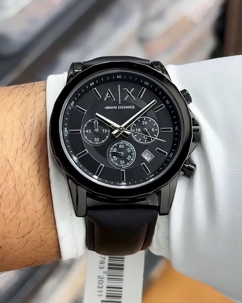 AX2098 – Black Dial • 43mm • Black Leather Strap