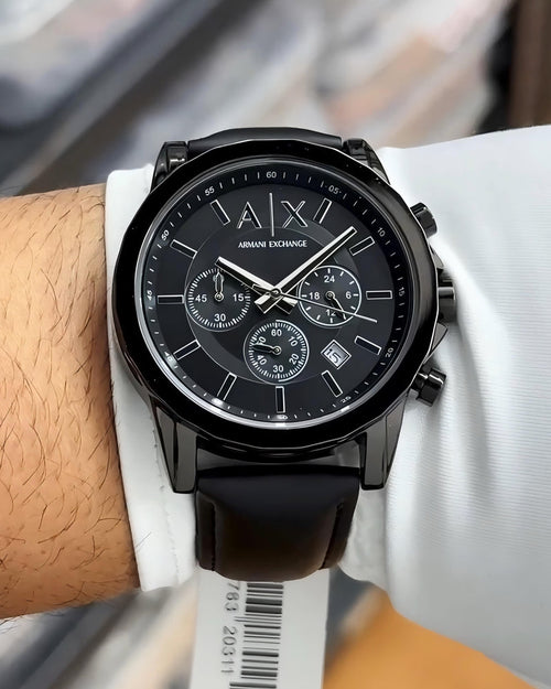 AX2098 – Black Dial • 43mm • Black Leather Strap