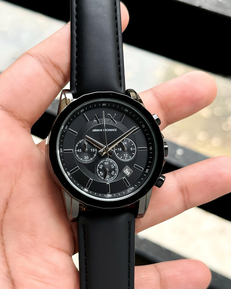 AX2098 – Black Dial • 43mm • Black Leather Strap
