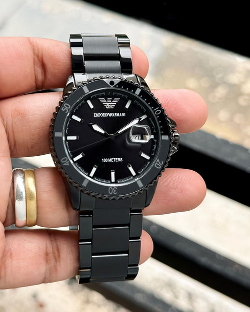 AR11398 – Black Multifunction Dial • 43mm • Stainless Steel Black chain