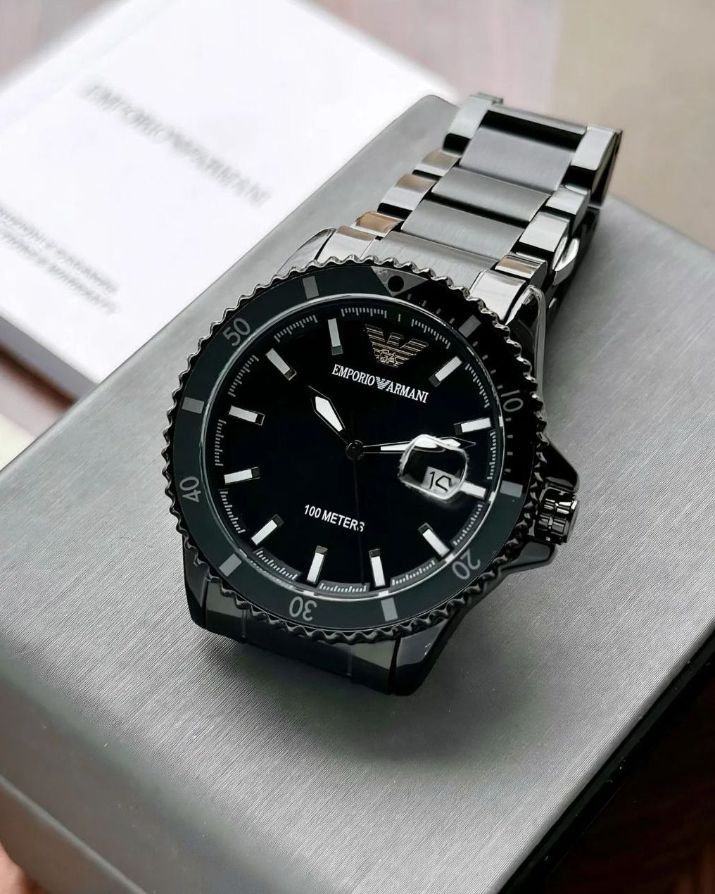 AR11398 – Black Multifunction Dial • 43mm • Stainless Steel Black chain