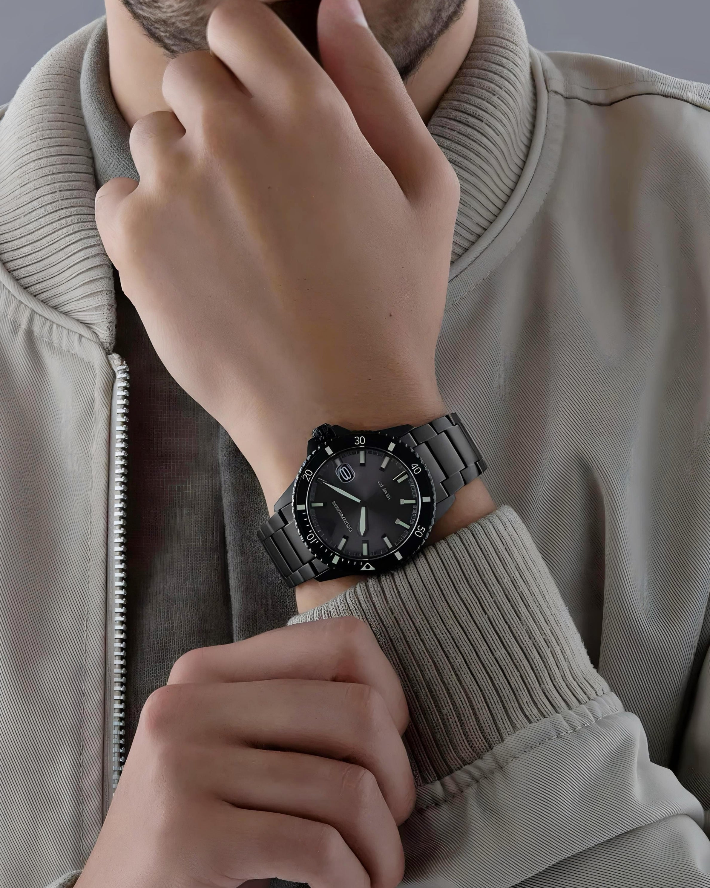 AR11398 – Black Multifunction Dial • 43mm • Stainless Steel Black chain