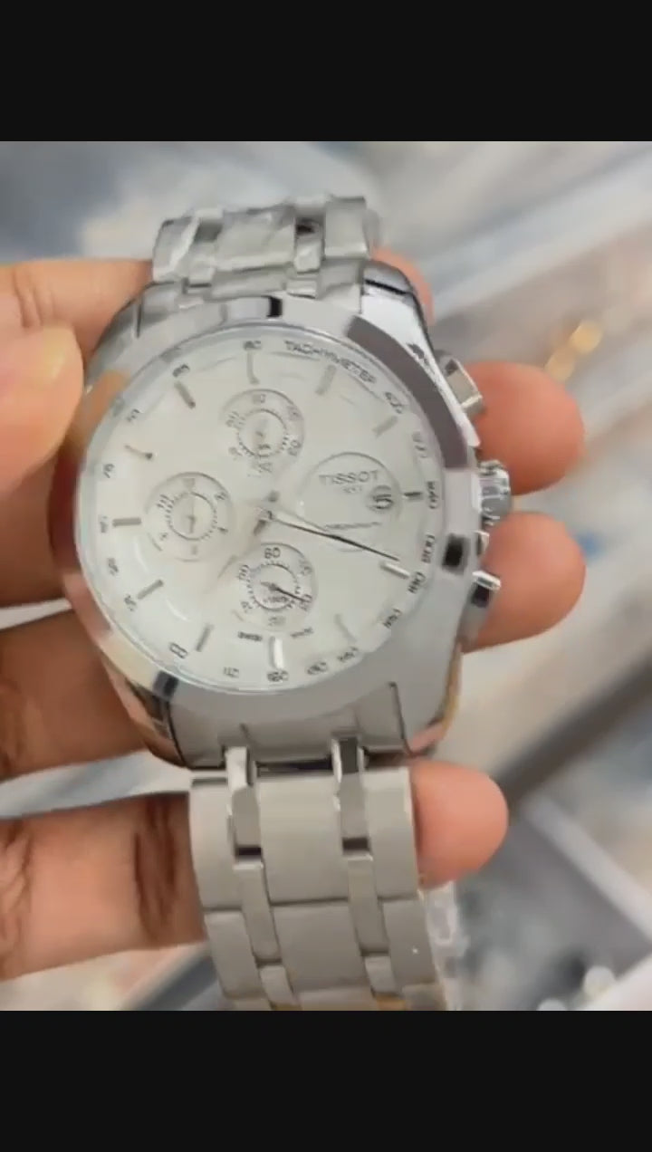 Couturier chronograph | White & silver classic watch